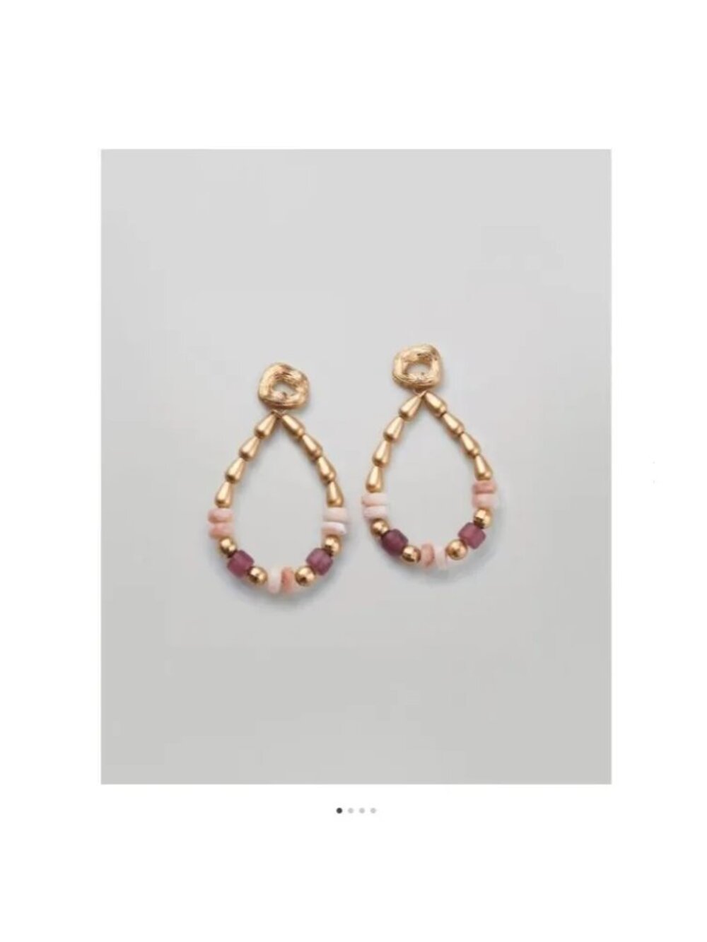 Avon Studio 1886 Natural Blush Beaded Teardrop Hoops-New In Box